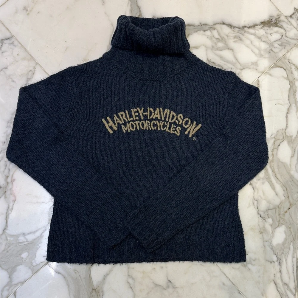 Harley-Davidson Women's Dark Blue Turtleneck Sweater Sz XL - Picture 1 of 5